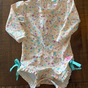 Ruffle Butts Baby Girl swimsuit with zipper and snaps